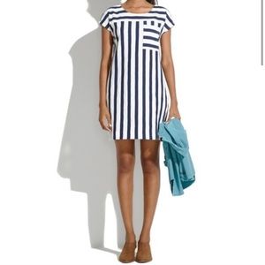 Madewell Navy and White Zipline Dress